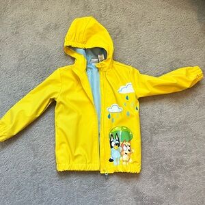 New Yellow Kids Rain Jacket with Cartoon Print